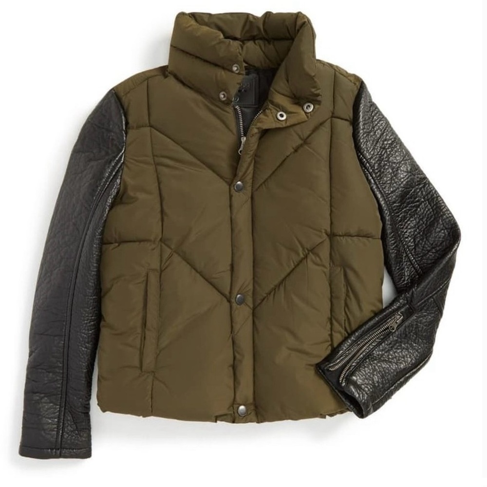 BLANK NYC puffer jacket with faux leather sleeves. Size small